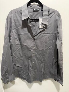 New York & Company Gray Button-Down Shirt